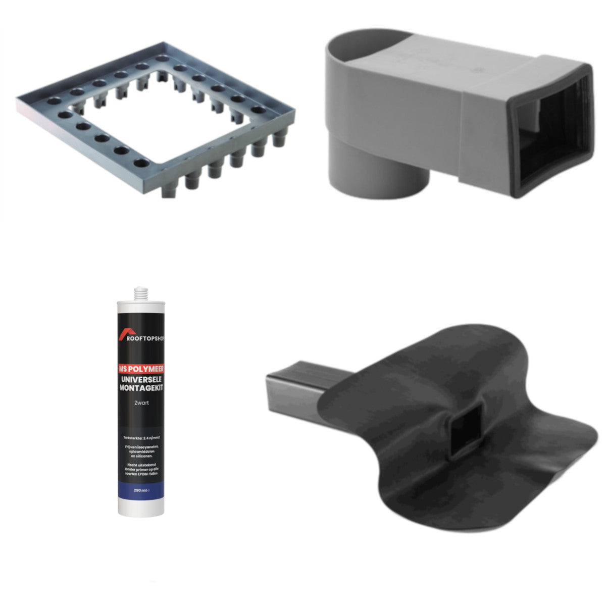 Stadsuitloop 90° - Complete Set voor regenpijp Ø70-80 mm